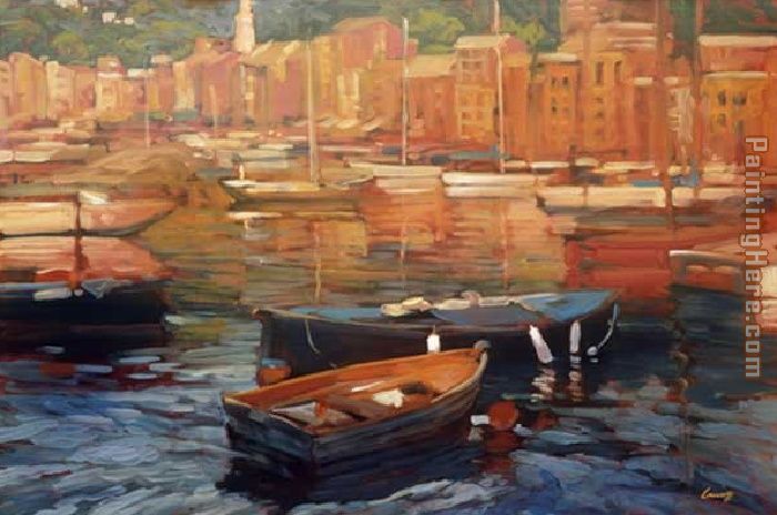 Anchored Boats - Portofino painting - Philip Craig Anchored Boats - Portofino art painting